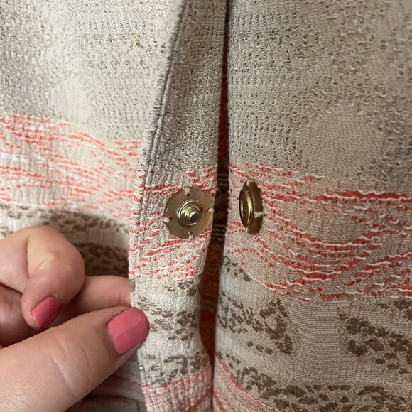 Basler Luxury Blazer Peach Irridescent Duster Snap Button Collarless Womens 8 US - Picture 8 of 13